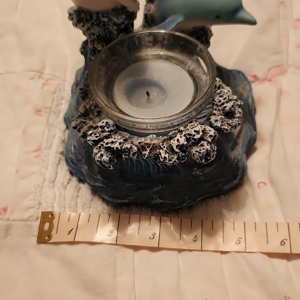 Vintage 90's Dolphins and ocean candle holder and tea light candle